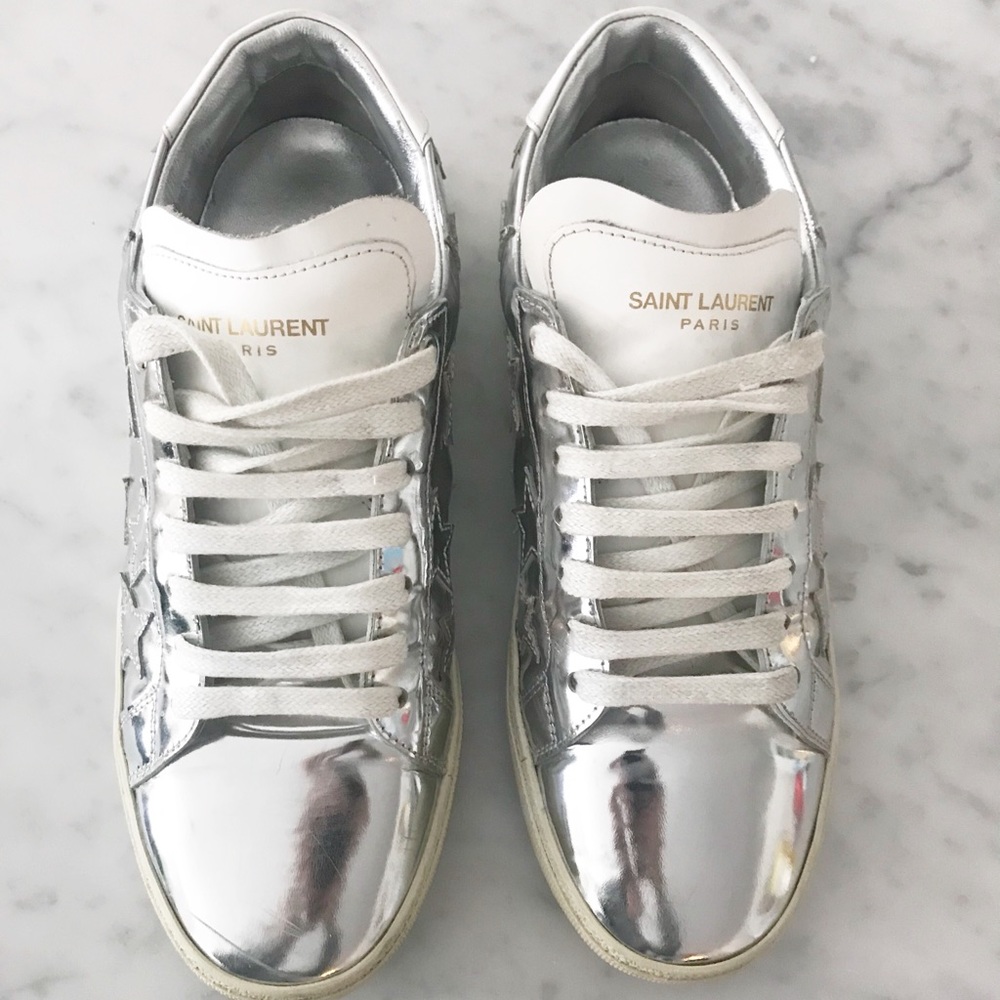 Saint Laurent classic court silver mirror sneakers